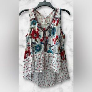 Anthropologie Vintage Floral Print High Low Boho Tank Size XS